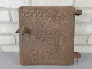 lot 562 image: Antique Cast Iron IDEAL Water Boiler Door - Approx. 12 x 12 - NO SHIPPING