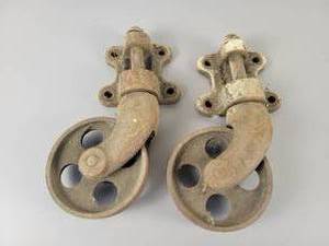 lot 572 image: Pair of Nutting Card End Caster Wheels - Approx. 6 Diameter Wheels
