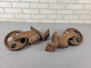 lot 585 image: Antique HEAVY DUTY Castor Wheels - Approx. 8 Diameter x 1.75 Wheels - NO SHIPPING
