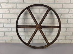 lot 588 image: Large Antique Cast Iron Wheel - Approx. 22.5 Diameter x 2.25 Wide - NO SHIPING