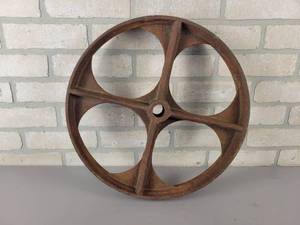 lot 589 image: Large Antique Cast Iron Wheel - Approx. 16 Diameter x 2 Wide - NO SHIPING