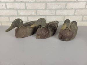 lot 611 image: (3) Antique Duck Decoys - Carved Wood Heads and Formed Bodies - Approx. 15 Long Each