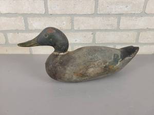 lot 615 image: Antique Solid Wood Carved Duck Decoy - Approx. 16 Long