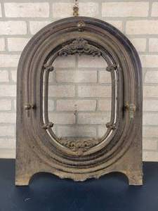 lot 761 image: 19th Century Cast Iron Household Wood or Coal Stove Summer Cover - Approx. 27 x 21.5 - NO SHIPPING