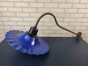 lot 762 image: Antique CURTIS Model 52854 Ripple Metal Lampshade w Bracket - Powdercoated and New Wiring - NO SHIPPING