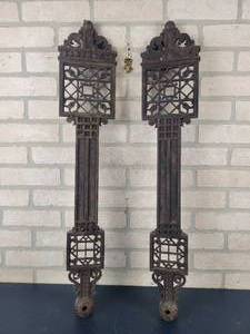 lot 774 image: Pair of Antique Cast Iron Pieces - Unsure what these are - Approx. 32 Tall x 6 Wide - NO SHIPPING