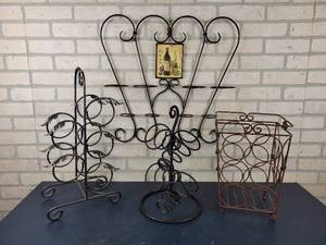 lot 1464 image: (4) Metal Wine Bottle Holders - NO SHIPPING