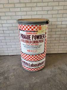 lot 707 image: Vintage Griffith Laboratories 312# Meat Curing Powder Barrel - NO SHIPPING