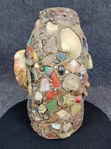 lot 605 image: Vintage Folk Art Memory Jar - Approx. 11 tall