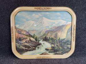 lot 635 image: Framed Vintage Landscape Litho - 22 x 18