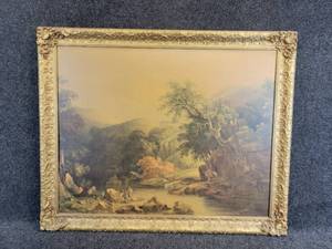 lot 654 image: Antique Print in Ornate Frame - Measures 32 x 25-12