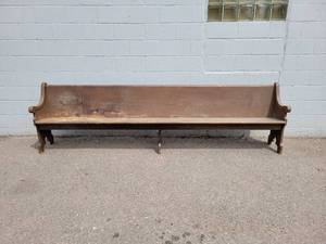 lot 721 image: Antique Wood Church Pew - 10 Long - NO SHIPPING