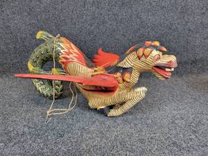 lot 787 image: Carved Wood Hanging Mystical ZebraPhoenixDragon Creature