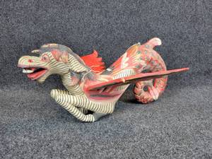 lot 800 image: Carved Wood Hanging Mystical ZebraPhoenixDragon Creature