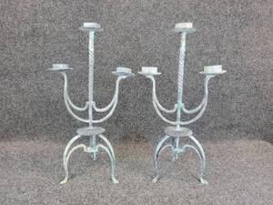 lot 861 image: Pair of Iron Candle Holders - NO SHIPPING