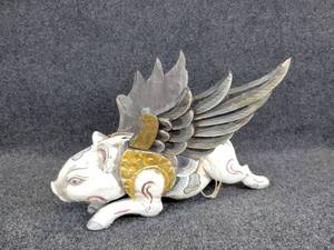 lot 867 image: Carved Wood Flying Pig