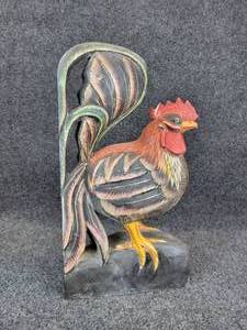 lot 874 image: Carved Wood Rooster