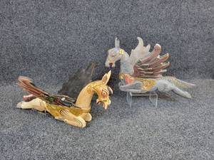 lot 881 image: Pair of Carved Wood Flying Horses