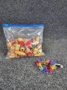 lot 946 image: Wood Beads and Mickey Mouse Beaded Bracelet