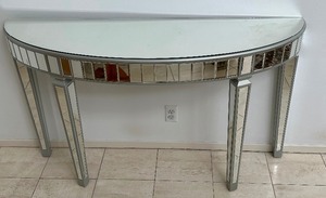 lot 71 image: Crescent Mirrored Console Table