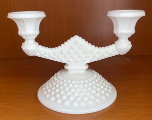 lot 98 image: Milk Glass Candle Holders and Petite Goblets