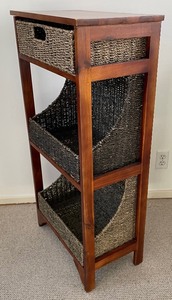 lot 120 image: Wooden Shelf with Basket Organizers