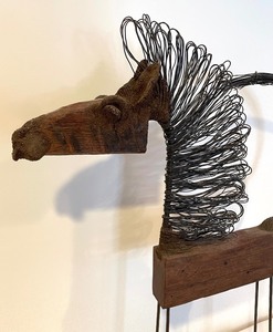 lot 137 image: Decorative Artisan Wooden and Wire Horse Decor