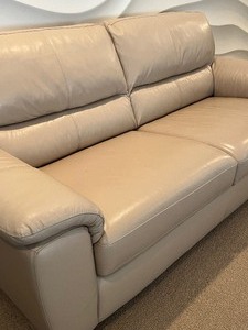 lot 14A image: Neutral Colored Leather Sofa