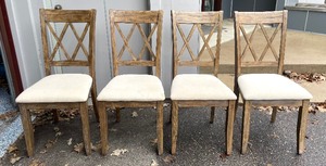 lot 191 image: Set of 4 Wooden Chairs with Upholstered Seats