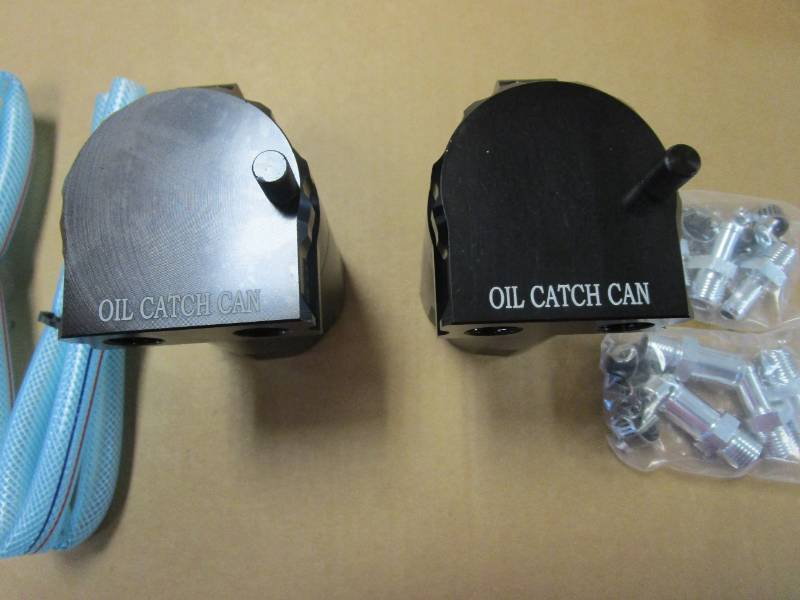 lot 834 image: LOT OF 2 - RULLINE Universal 350ml Oil Catch Can Tank 0046 Aluminum Polish Baffled Reservoir Black