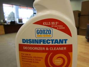 lot 602 image: 2 Cases of 6 (12 Spray Bottles Total) - Gonzo Disinfectant & Cleaner Spray 24 fl oz.