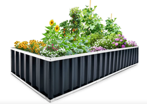 lot 417 image: KING BIRD Raised Garden Bed 101x 36x 12 4 Installation Methods for DIY Galvanized Steel Metal Planter Kit Box Grey W 8pcs T-Types Tag & 2 Pairs of Gloves (Charcoal-Grey) (OPEN BOX)