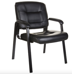 lot 420 image: Amazon Basics Classic Faux Leather Office Desk Guest Chair with Metal Frame - Black