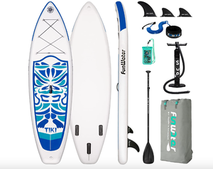 lot 424 image: FunWater Inflatable Ultra-Light (17.6lbs) SUP for All Skill Levels Everything Included with Stand Up Paddle Board, Adj Paddle, Pump, ISUP Travel Backpack, Leash, Waterproof Bag