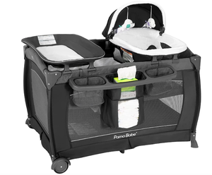 lot 429 image: Pamo Babe Deluxe Nursery Center, Foldable Playard for Baby in Gray (OPEN BOX)
