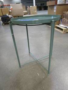 lot 444 image: 16.5 in x 21 in Green Patio Table (OUT OF BOX)