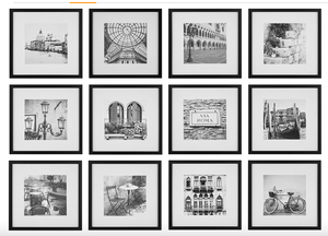 lot 482 image: Gallery Perfect Black 12 Piece Square Photo Gallery Wall Picture Frame Set - 12 in x 12 in Black Frames