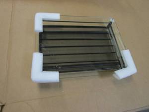 lot 456 image: Glass Top Monitor Stand with Wire Drawer