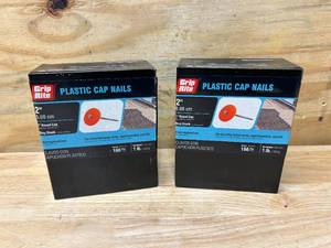 lot 85 image: GRIP-RITE Lot of 2 Boxes of- #12 x 2 in. Plastic Round Cap Roofing Nails (1 lb per pack)