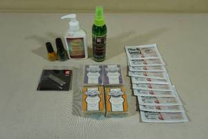 lot 20 image: Selfcare Products -Nail PolishClippers, Eye Patches, Soap, Lotion, Hair Oil