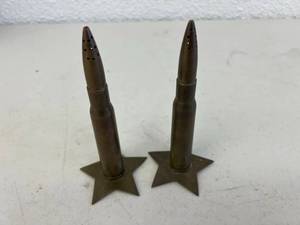 lot 42 image: Trench Art Salt & Pepper Shakers