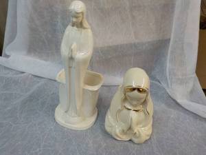 2 Religious Ceramic Planters...