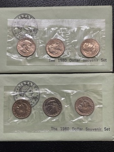 2 Susan B. Anthony 1980 Uncirculated Mint Sets
