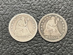 1853 and 1854 Liberty Seated Quarters