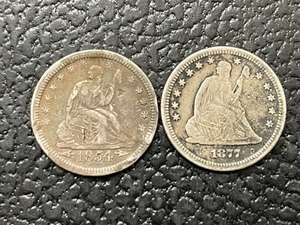 1854 and 1877 Liberty Seated Quarter