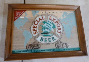 lot 10 image: Heilemans Special Export Beer Mirrored Sign