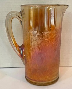 lot 84 image: Vintage Tree Bark Marigold Pitcher and Tumblers set by Jeanette