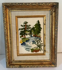 lot 88 image: Pair of Vintage Framed Yarn Needlework Art