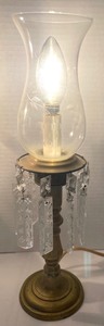 lot 90 image: Pair of Vintage Brass Lamps with Prism Stands