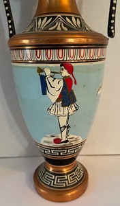 lot 102 image: Vintage Painted Copper Vase from Greece